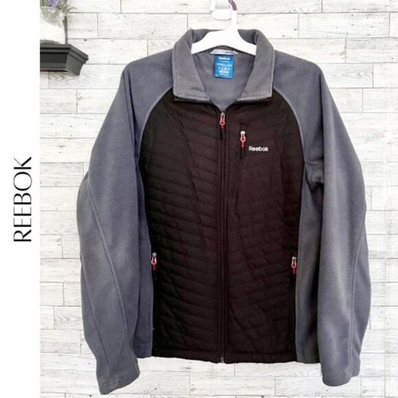 REEBOK Men’s Gray & Black Full-Zip Jacket, M - Picture 1 of 12